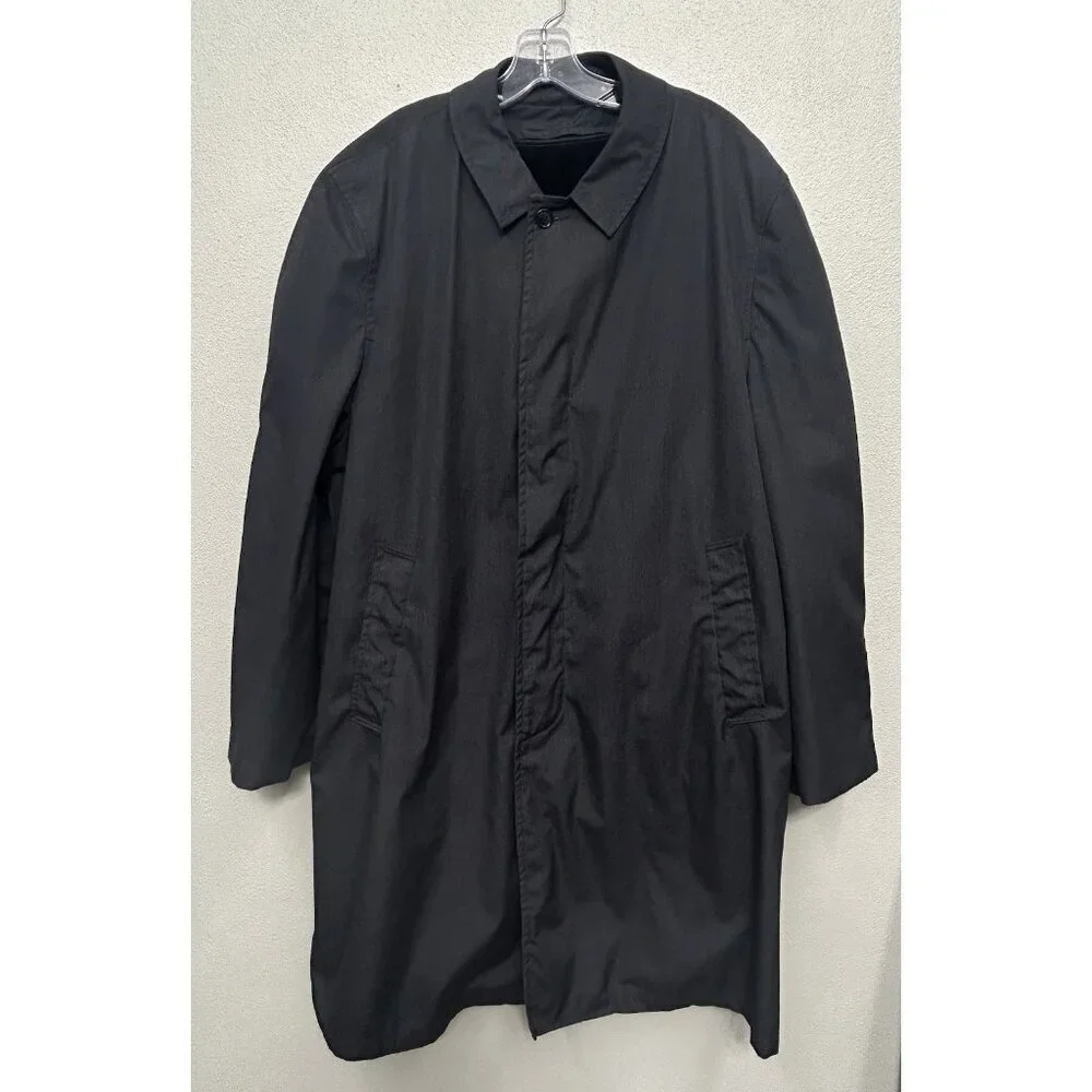 Vtg Inca Timme Tuft Trench Coat Jacket Mens Sz 44 Alpaca Zip Off Lining Black